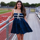 NAVY TRIM MINI DRESS