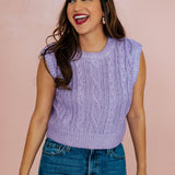 Lilac Dreams Foil Cable Knit Sweater