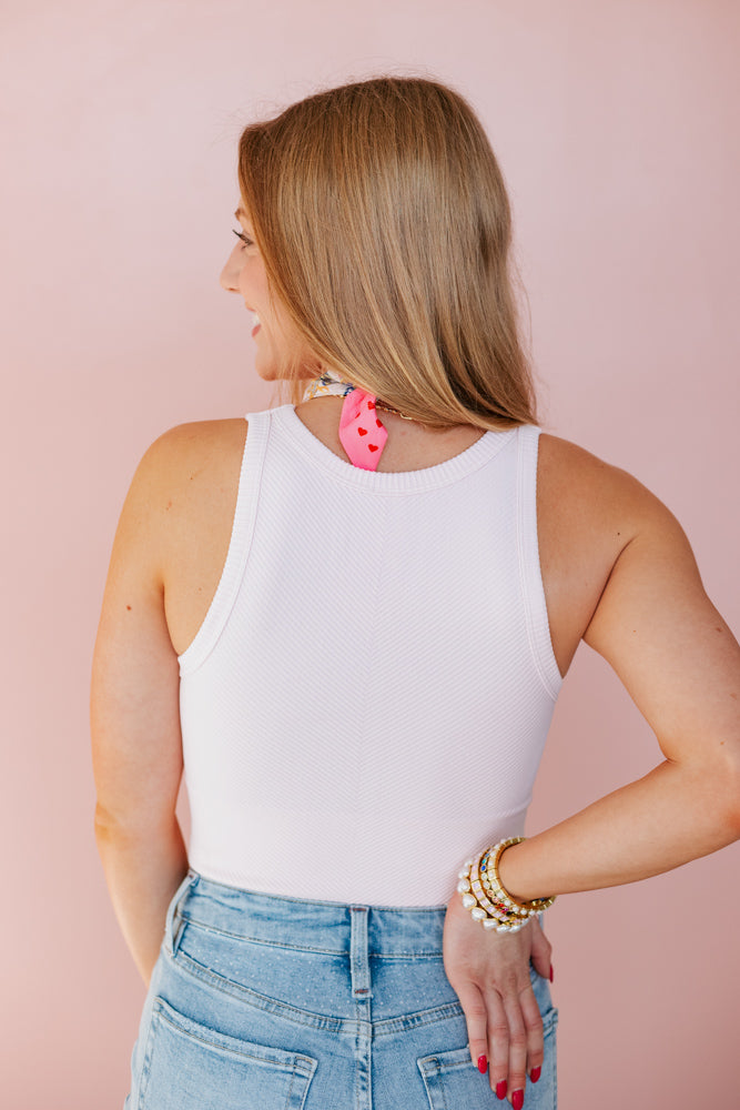 NIKIBIKI: HIGH NECK CHEVRON TANK TOP- ICY PINK