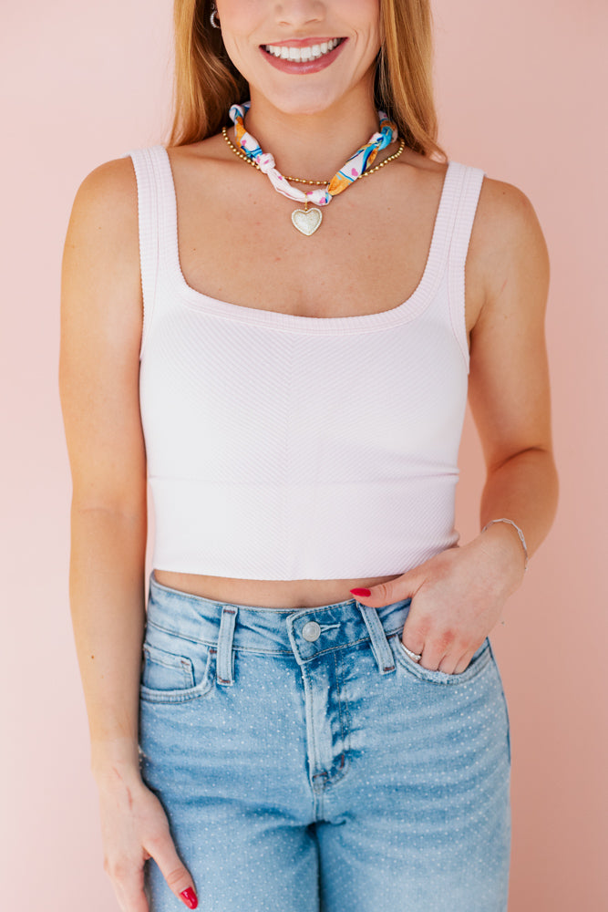 NIKIBIKI: CHEVRON KNIT TANK TOP- ICY PINK