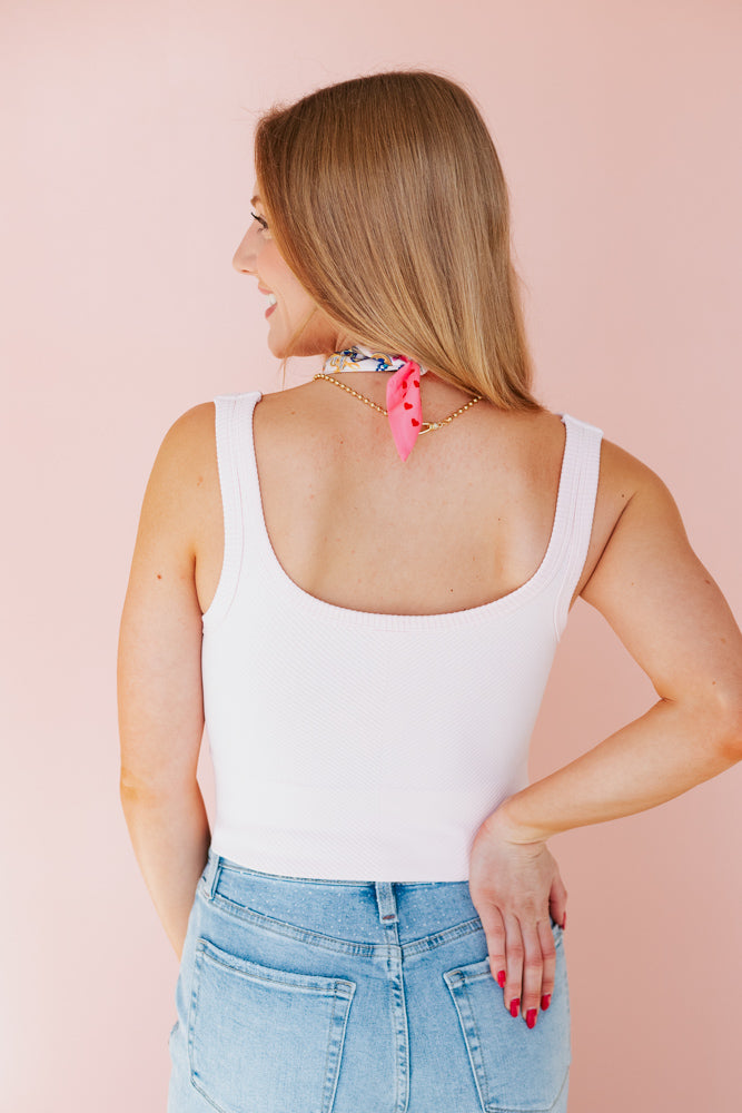 NIKIBIKI: CHEVRON KNIT TANK TOP- ICY PINK