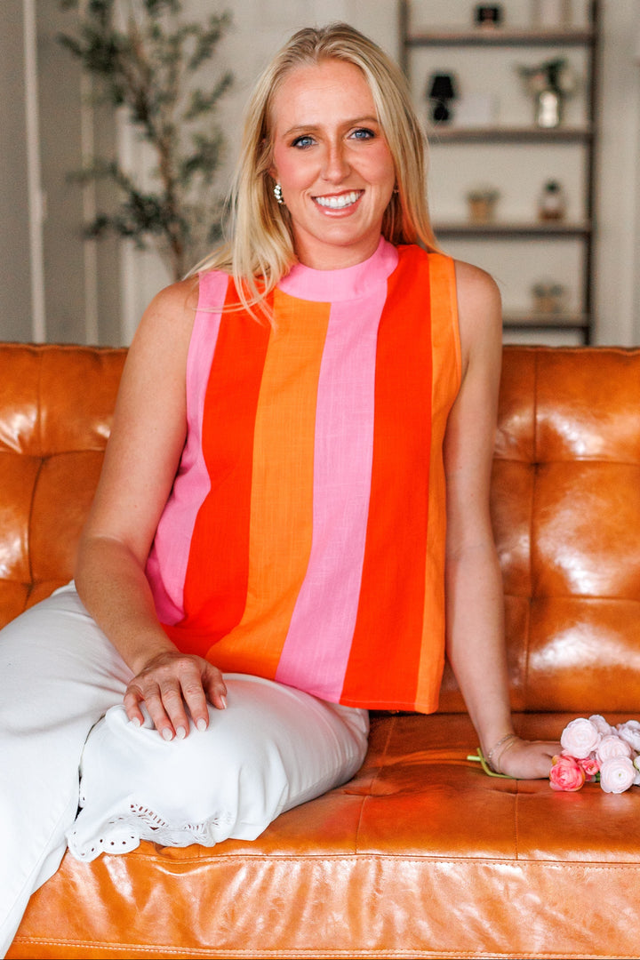 BRIGHT STRIPE SLEEVELESS TOP