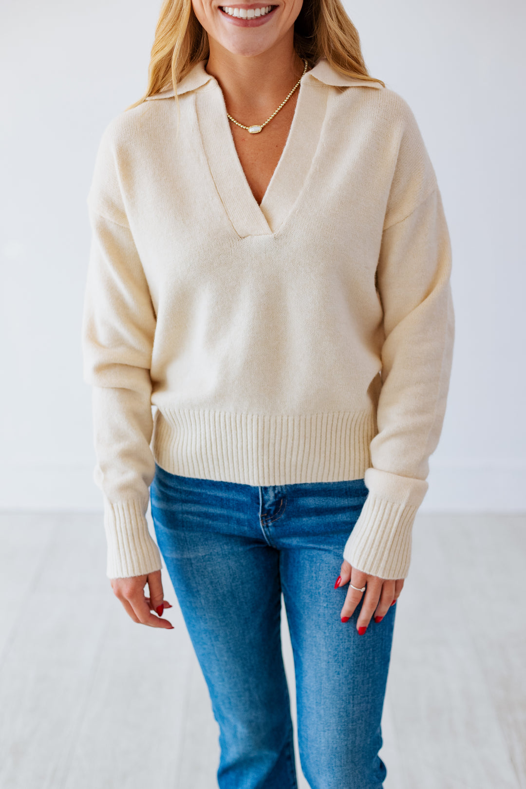 MONICA CREAM COLLARED SWEATER