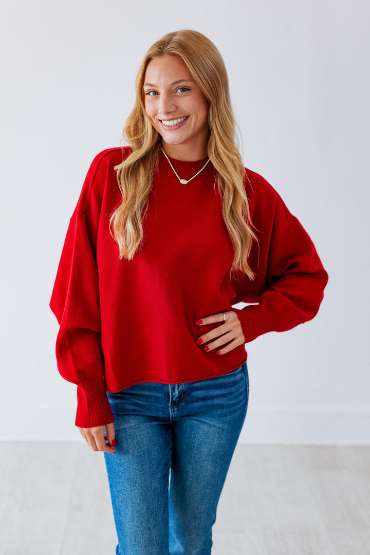WILLA RED CROPPED SWEATER