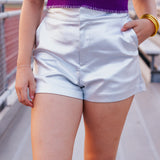 TAKE THE STAGE SILVER LUREX SHORT