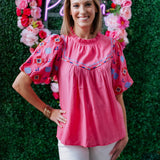 PINK LILY EMBROIDERED TOP