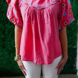 PINK LILY EMBROIDERED TOP