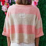 BUBBLEGUM STRIPE KNIT SWEATER