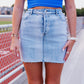 SHINE ON METALLIC DENIM SKIRT