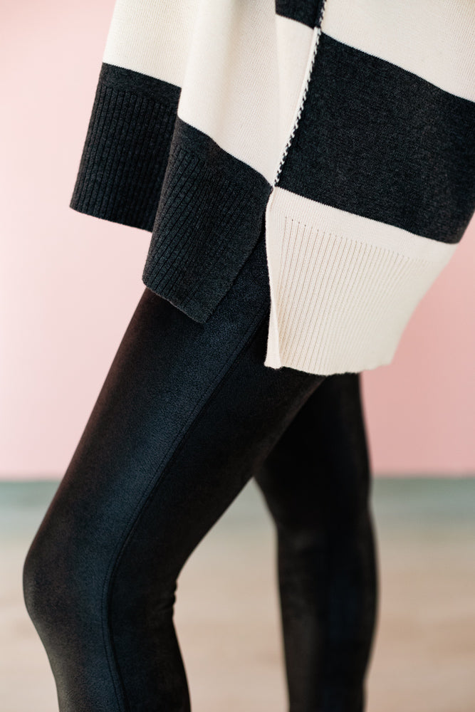 CHARCOAL RUBGY STRIPED ZIP UP SWEATER