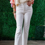 CREAM HIGH RISE STRAIGHT LEG JEAN