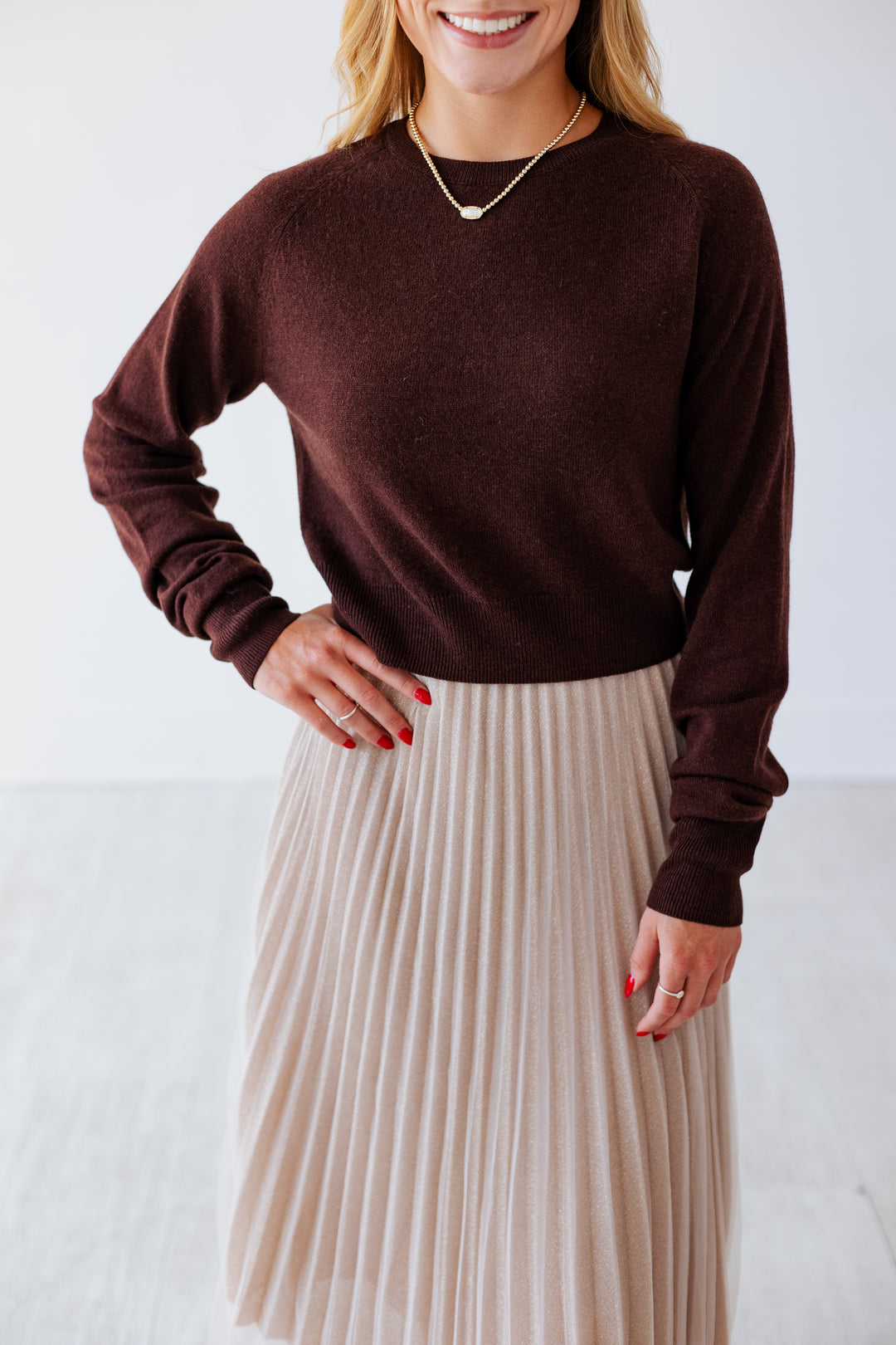 CHOCOLATE BROWN CROPPED SWEATER