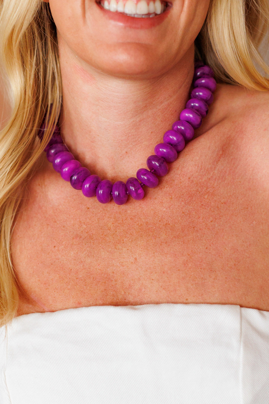 BAILEY BEADED NECKLACE - PURPLE
