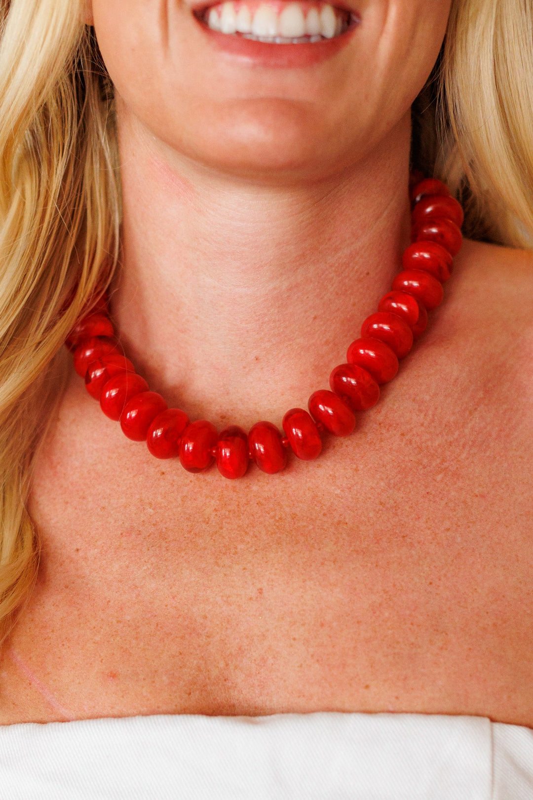 BAILEY BEADED NECKLACE - RED