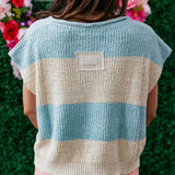 FRESH MINT STRIPE SLEEVELESS SWEATER