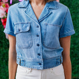 BUCKLE UP SHORT SLEEVE DENIM JACKET