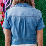 BUCKLE UP SHORT SLEEVE DENIM JACKET