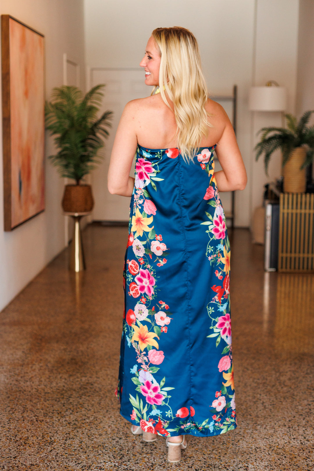 NAVY BOTANICAL PRINT MAXI