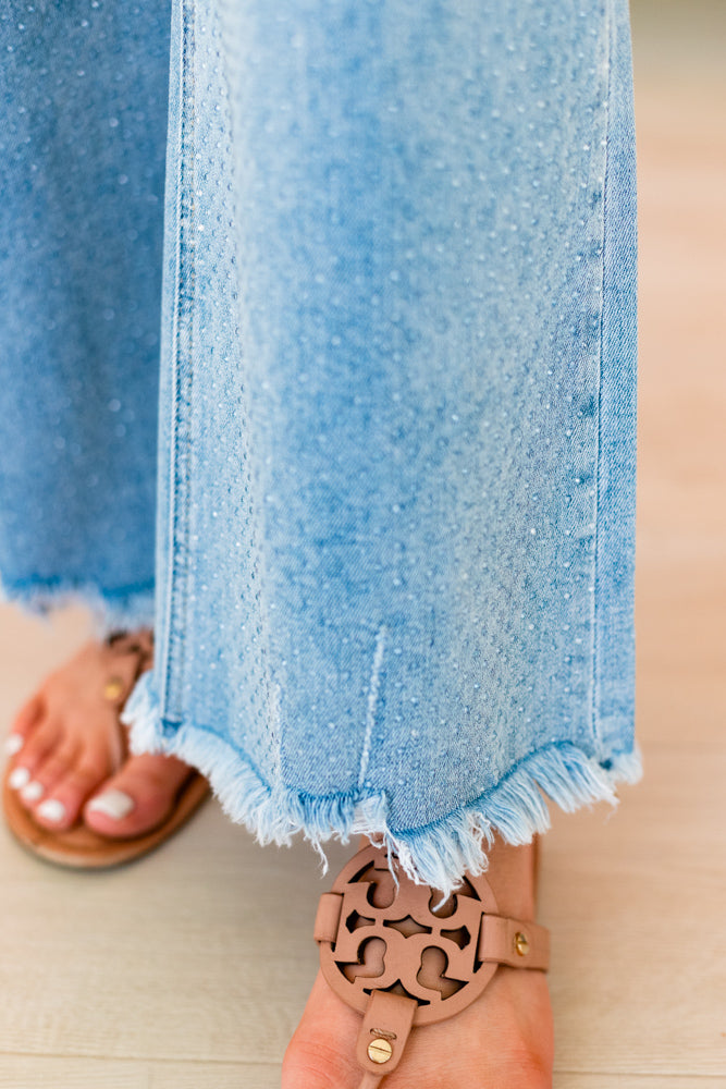 LIGHT WASH RHINESTONE EMBELLISHED JEAN