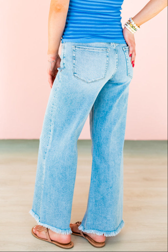 LIGHT WASH RHINESTONE EMBELLISHED JEAN