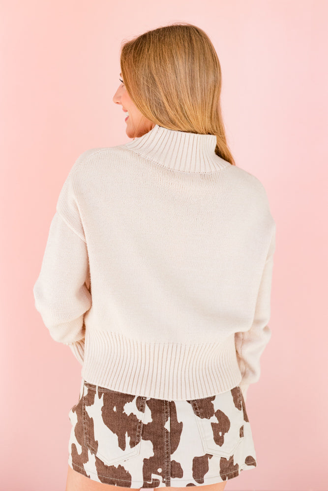 NATURAL TAUPE UPTOWN MOCKNECK SWEATER
