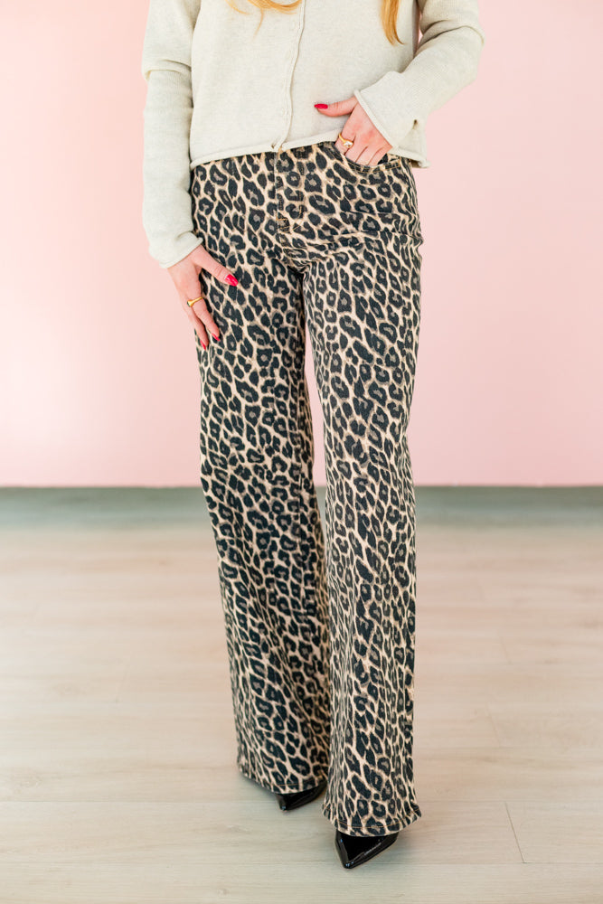LILIANA LEOPARD HIGHRISE WIDE LEG PANT