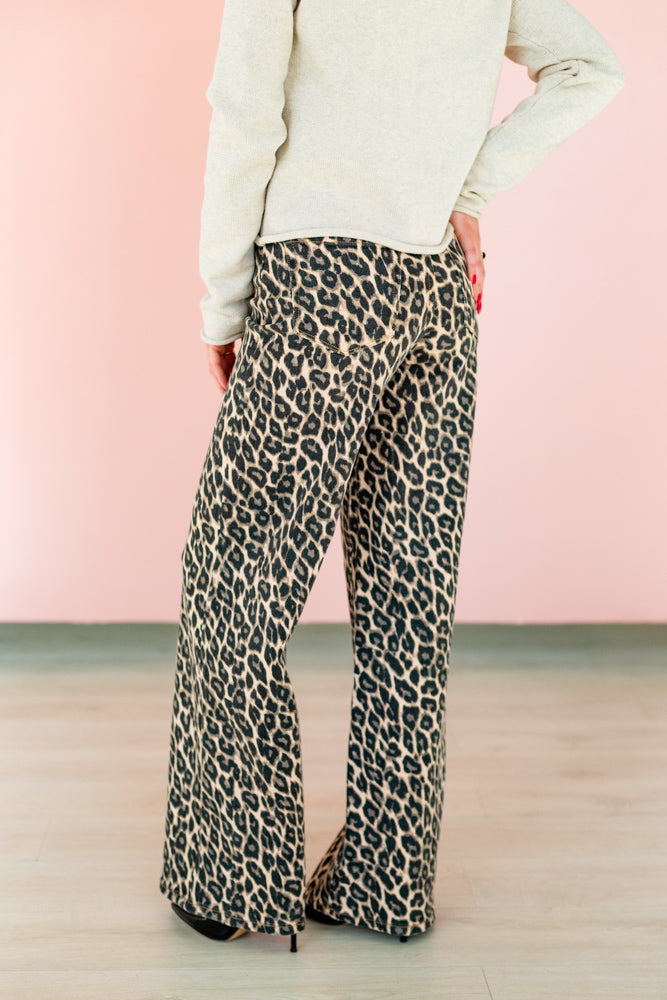 LILIANA LEOPARD HIGHRISE WIDE LEG PANT