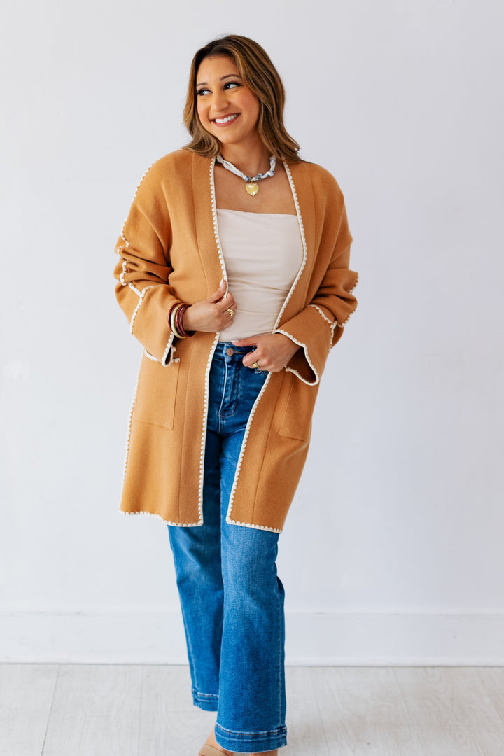 CAMEL WHIPSTITCH CARDIGAN