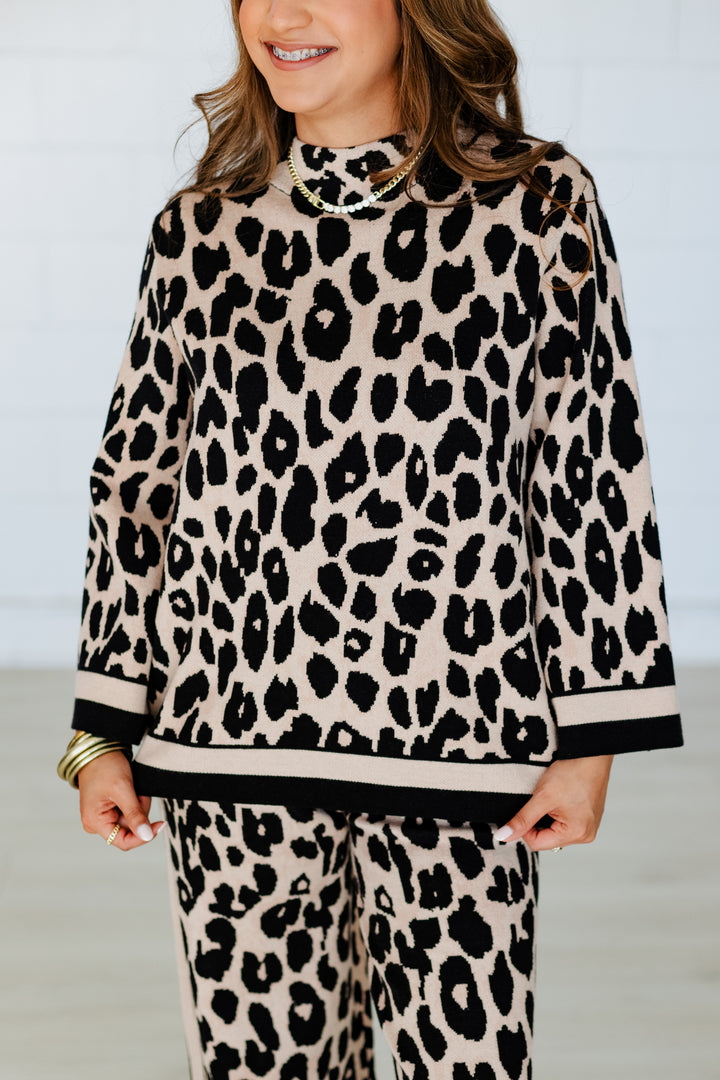 LILY LEOPARD MOCKNECK SWEATER