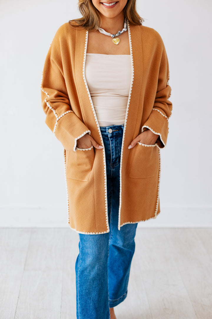 CAMEL WHIPSTITCH CARDIGAN