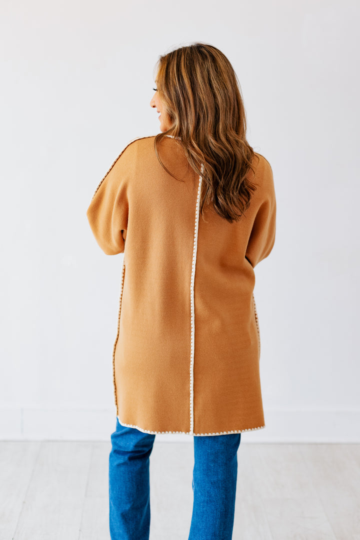 CAMEL WHIPSTITCH CARDIGAN