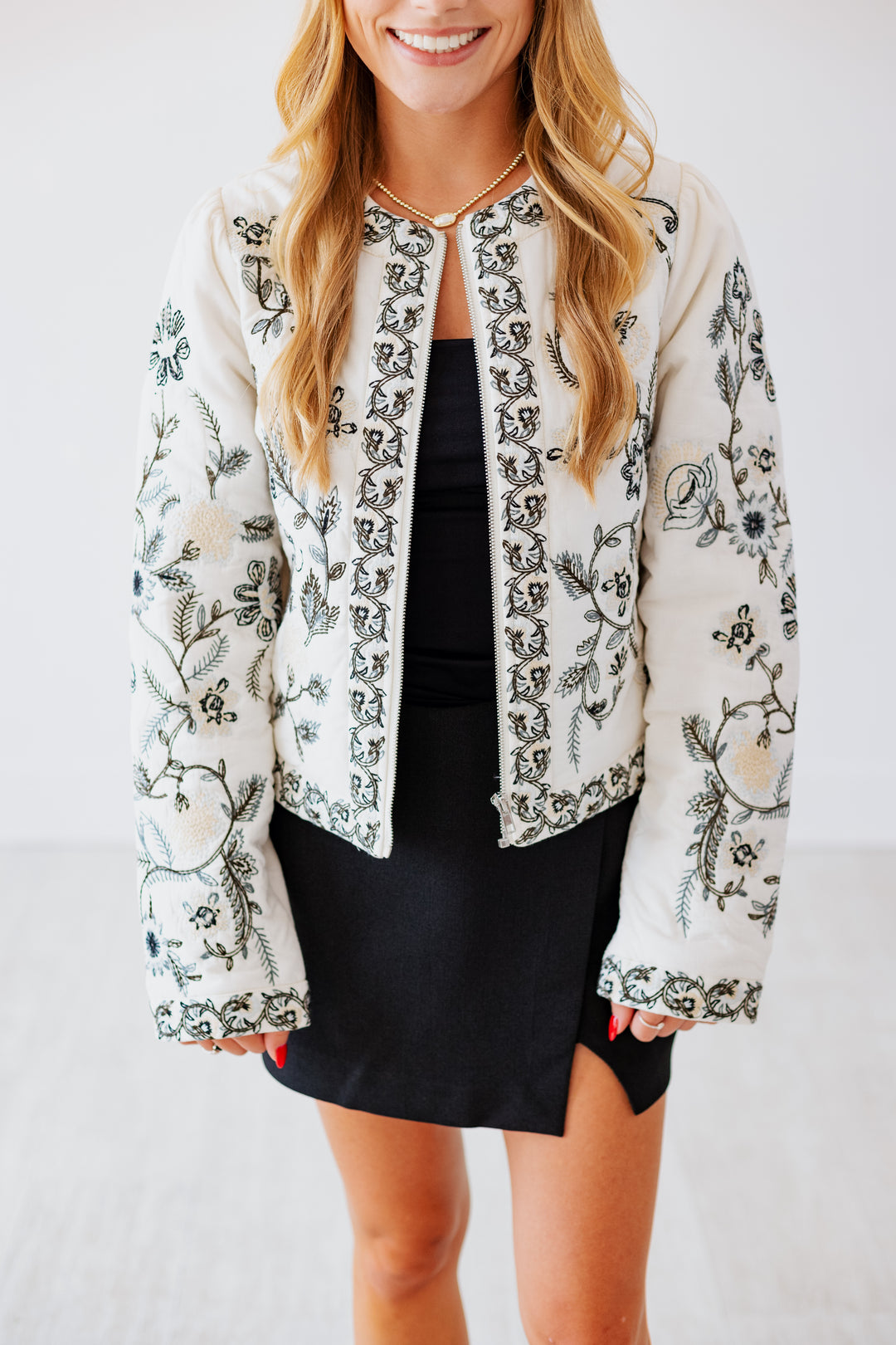 VERONICA EMBROIDERED ZIP UP JACKET