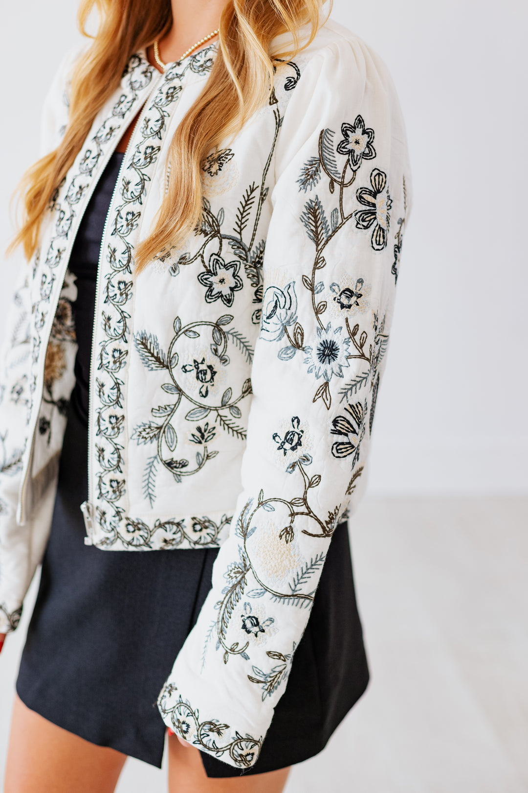 VERONICA EMBROIDERED ZIP UP JACKET