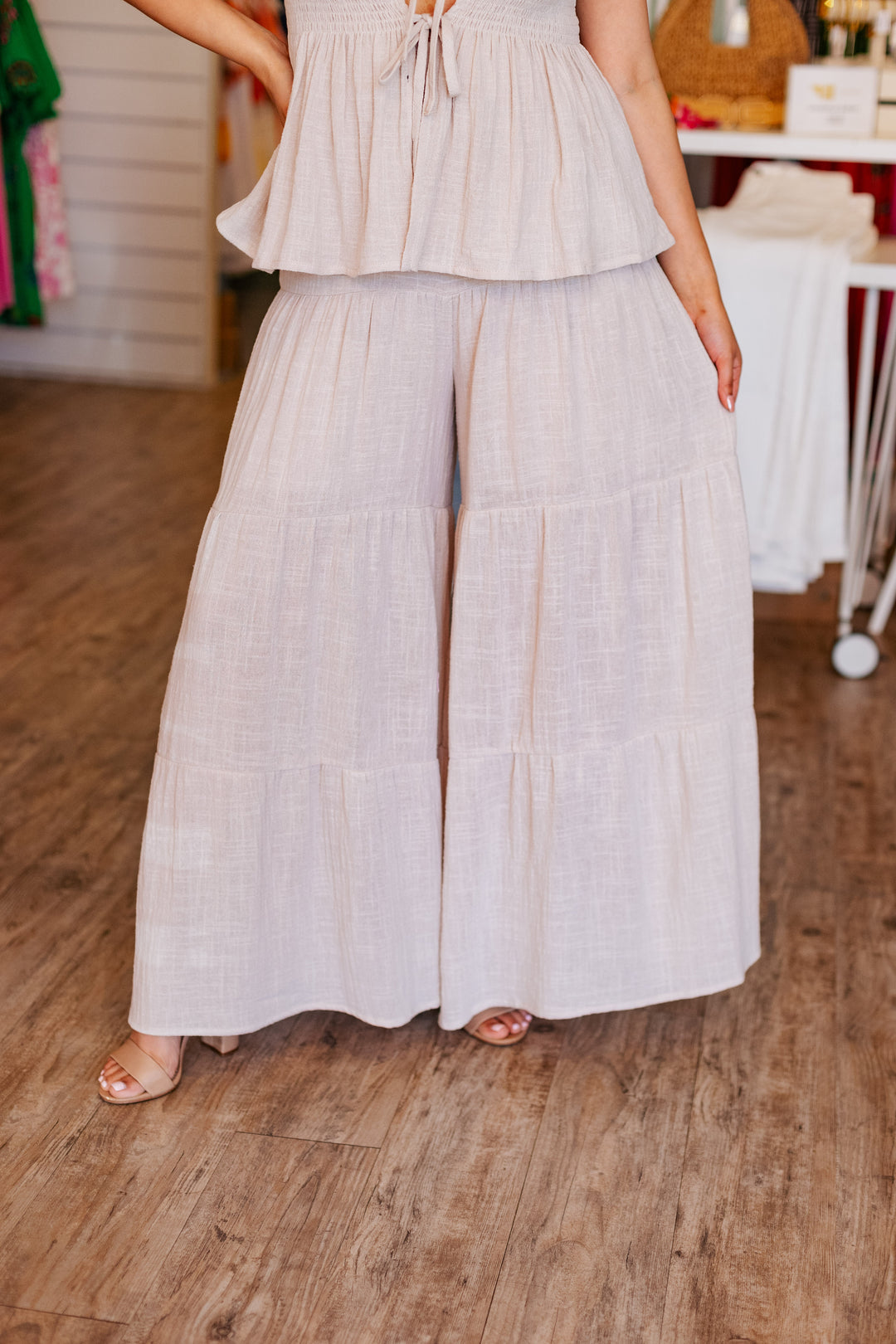 NATURAL PEPLUM TOP & PANT SET