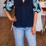 SHADES OF BLUE FLORAL TOP