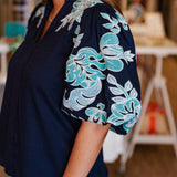 SHADES OF BLUE FLORAL TOP
