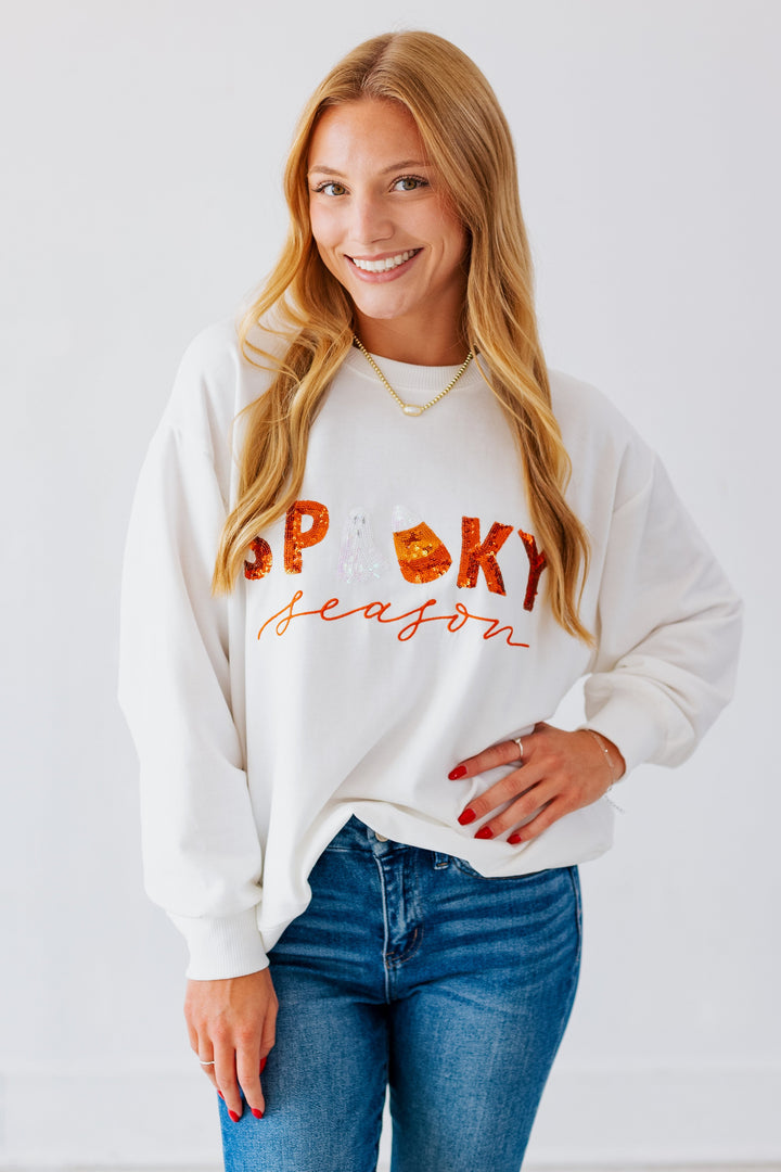 SEQUIN SPOOKY SEASON SWEATSHIRT