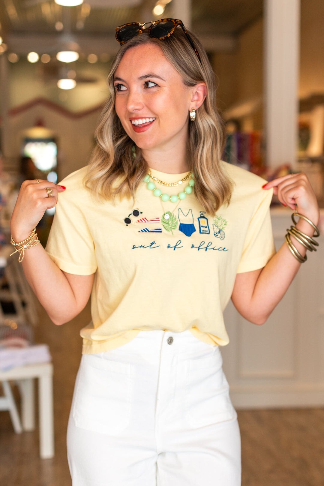 OUT OF OFFICE EMBROIDERED SUMMER TEE