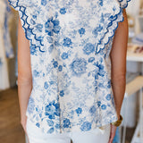 FINE PRINT SCALLOP TRIM TOP