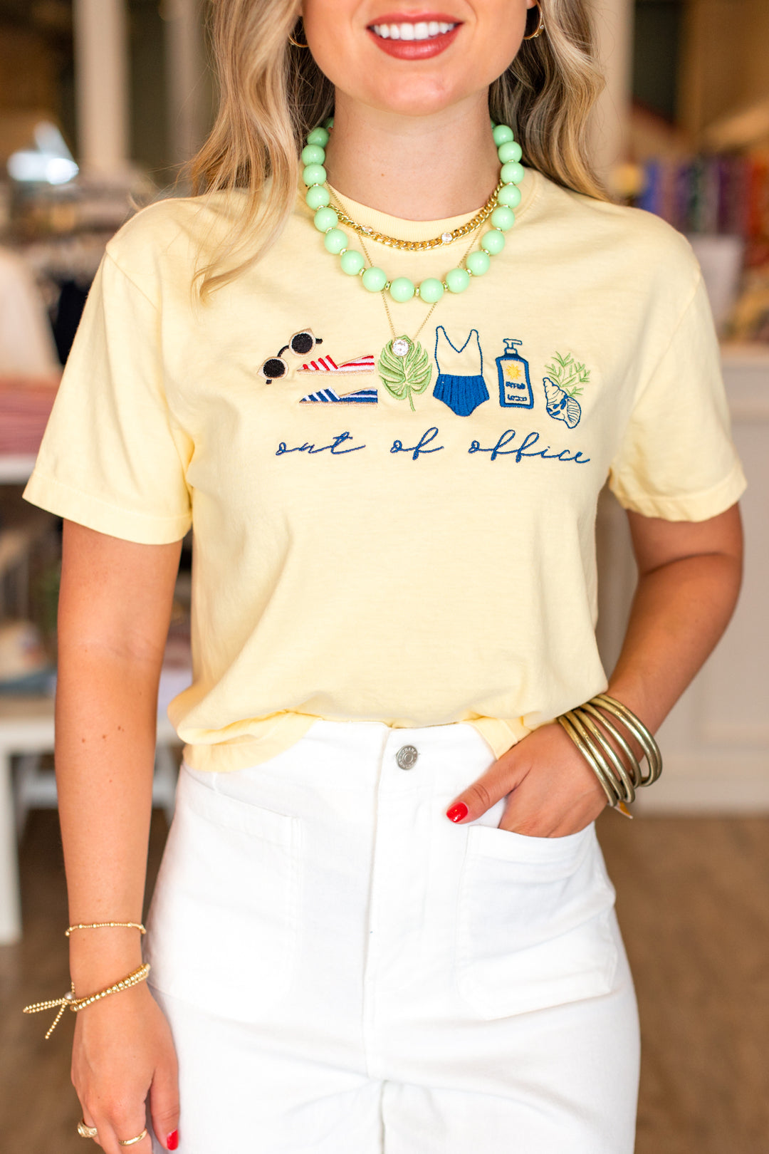 OUT OF OFFICE EMBROIDERED SUMMER TEE