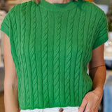 FRESH GRASS CABLE KNIT TOP