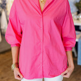 ESSENTIAL PINK BLOUSON SLEEVE TOP