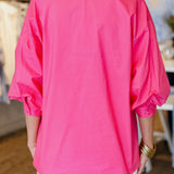 ESSENTIAL PINK BLOUSON SLEEVE TOP