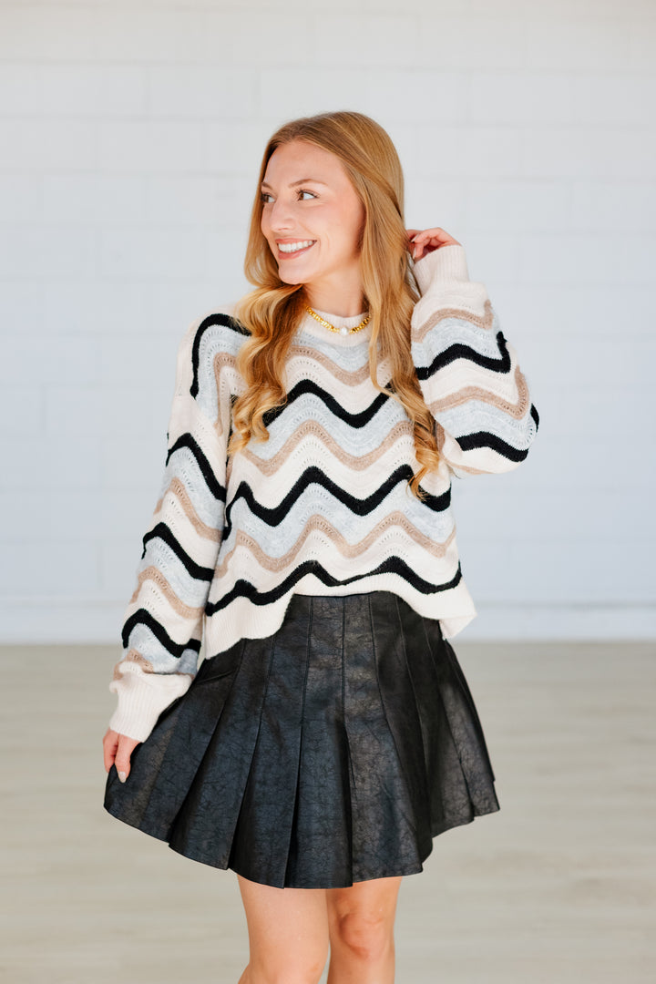 ELLIS BLACK LEATHER PLEATED SKORT