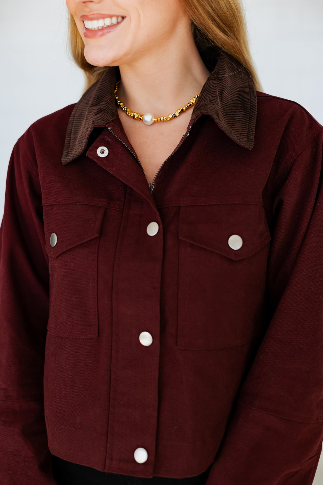 WINE CROPPED BARN JACKET