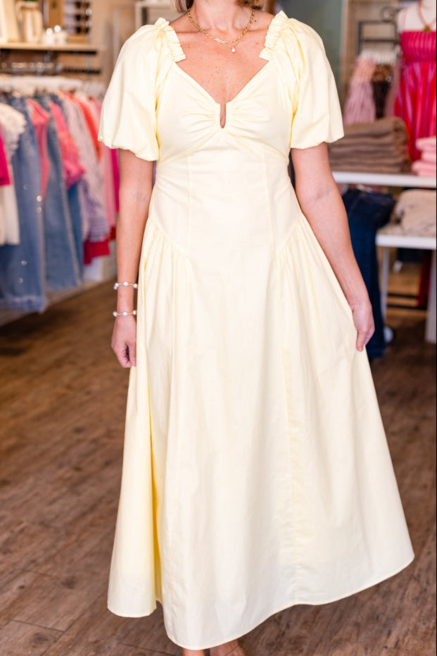 BELLA BUBBLE SLEEVE MAXI DRESS