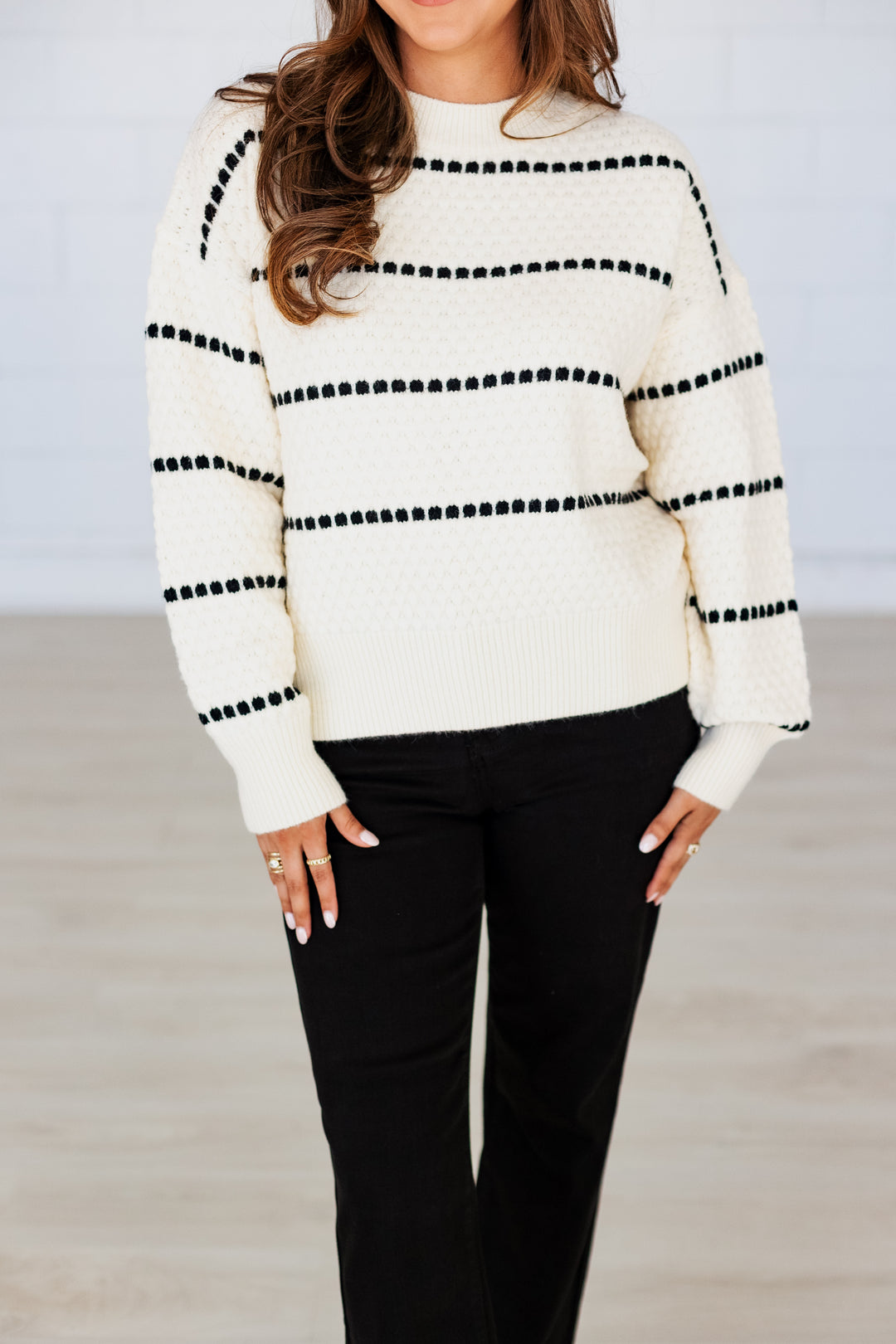 CIERRA CREAM PEBBLE TEXTURED SWEATER