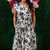 GARDEN PARTY FLORAL ZIP MIDI DRESS