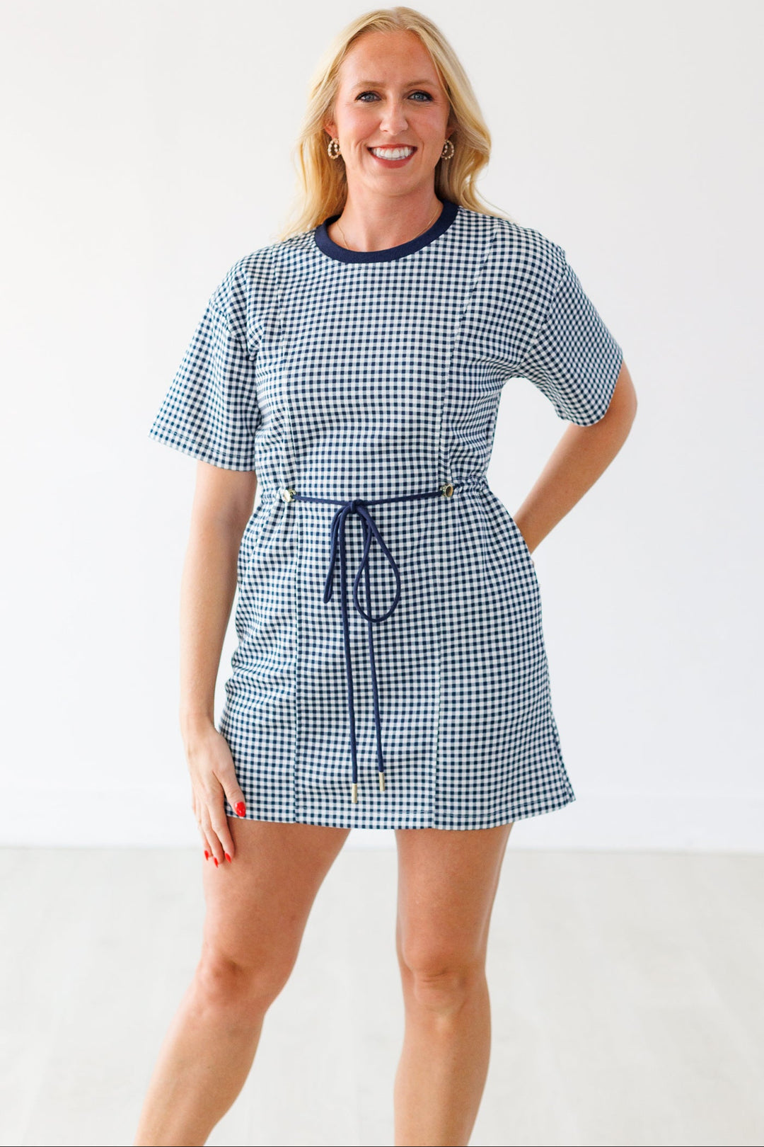 NAVY GINGHAM MODAL DRESS