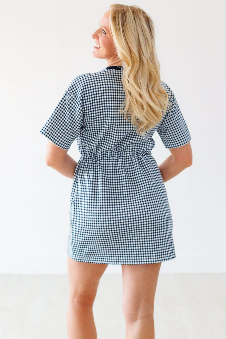 NAVY GINGHAM MODAL DRESS